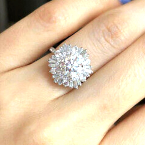 Jewelry - New  large cz cluster sterling silver ring